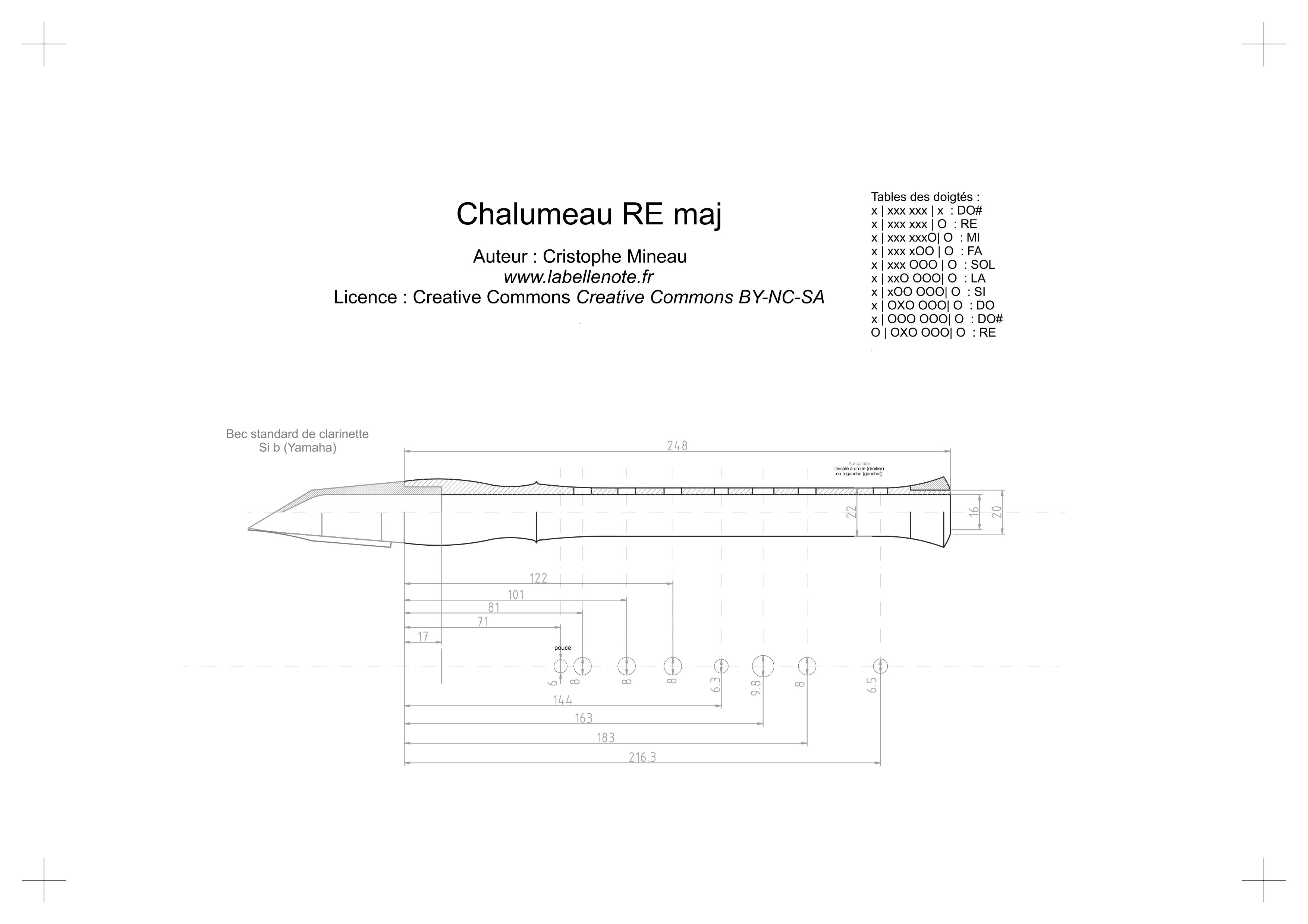 Drawing Chalumeau key of D