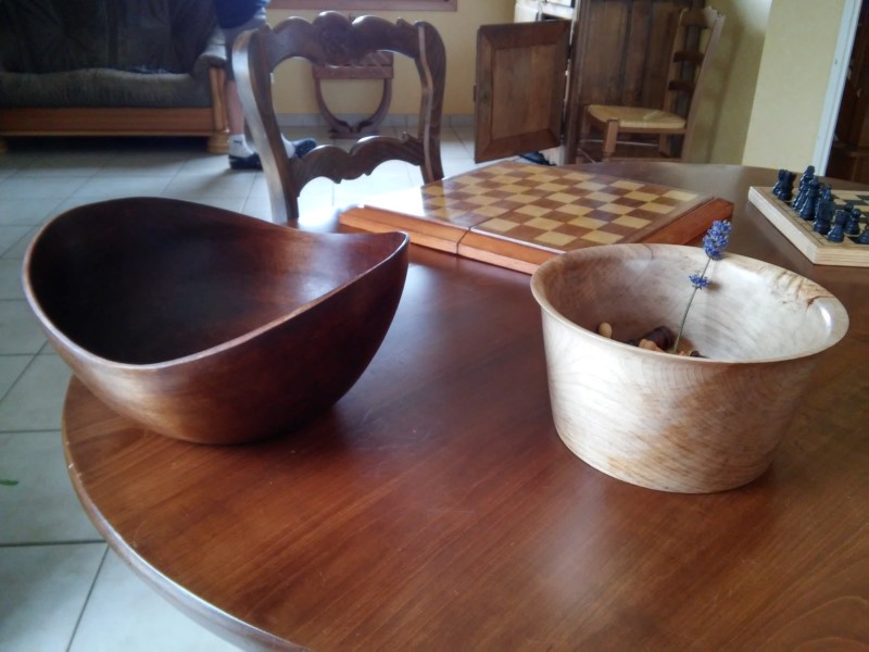 Two bowls from the same maple chunk