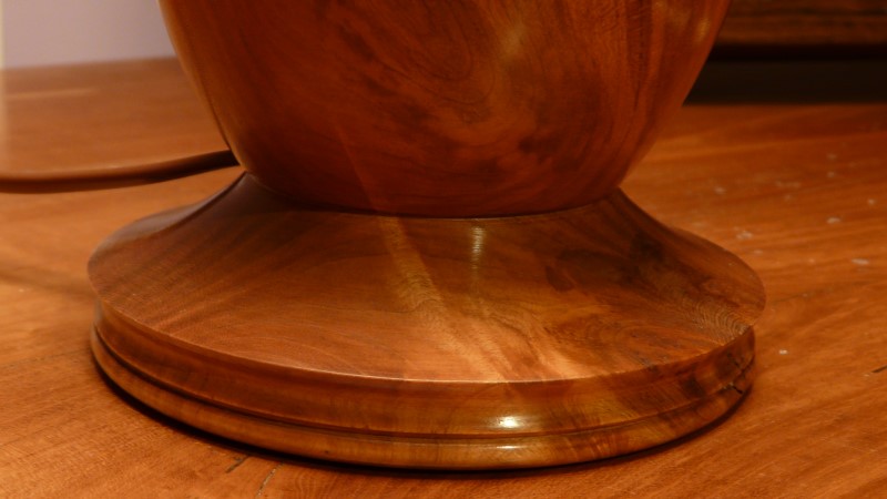 Cherry lamp, solid (1 peice). Detail on the foot.