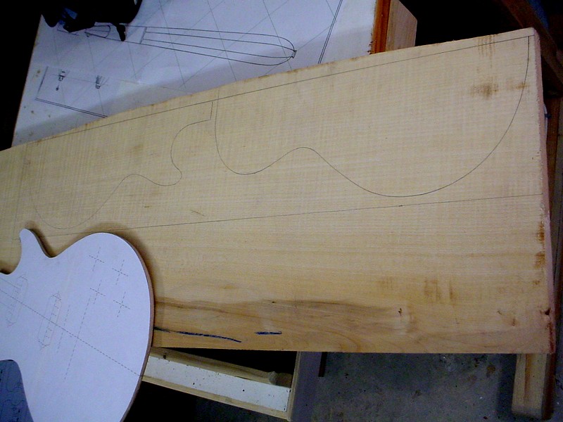 Layout on the maple, to get continuity of the curls