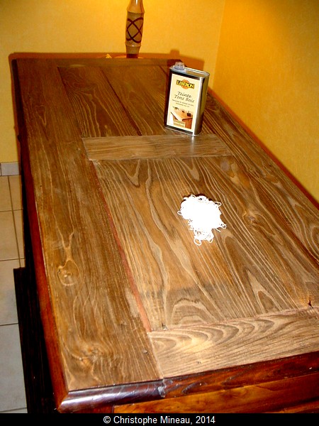 The top ready for staining.